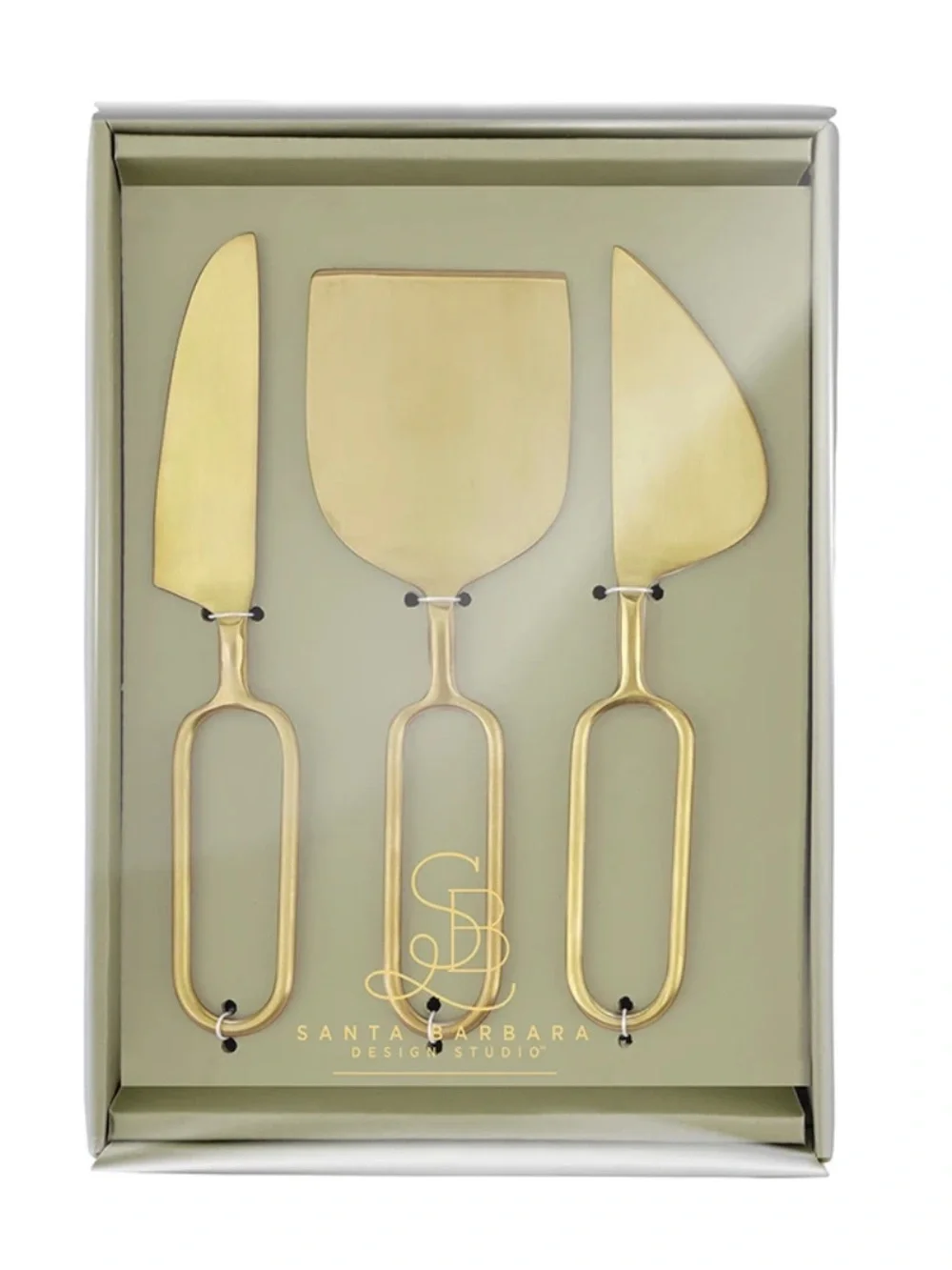 Santa Barbara Design Studio - Loop Gold Handle Cheese Knives - NWT